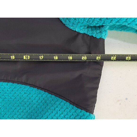 Fila Sport Womens Fleece Jacket L Turquoise & Gray Polyester Faux Fur Coat Zip - Picture 7 of 9